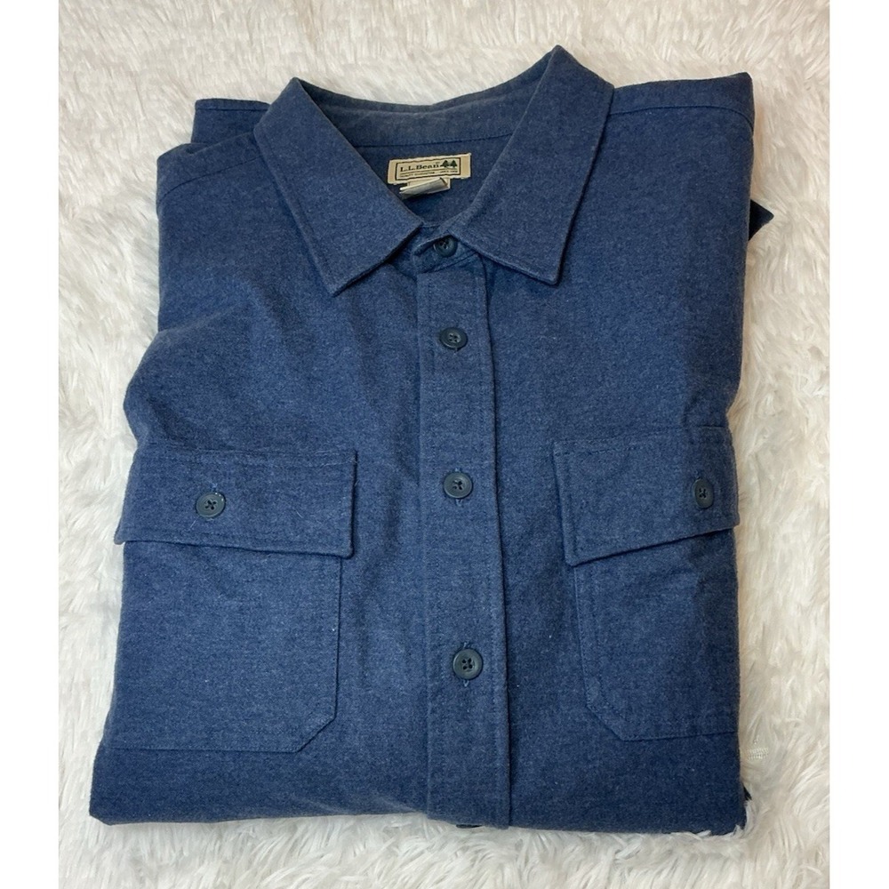 LL Beans Men's Chamois 2xl Button Down 100% Cotton Long Sleeve Flannel Shirt